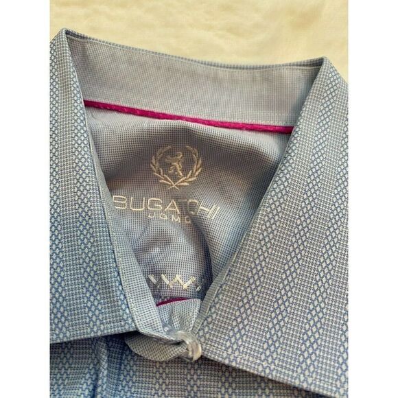 Bugatchi Uomo Mens Shirt Blue striped 16 32/33 - Picture 4 of 6